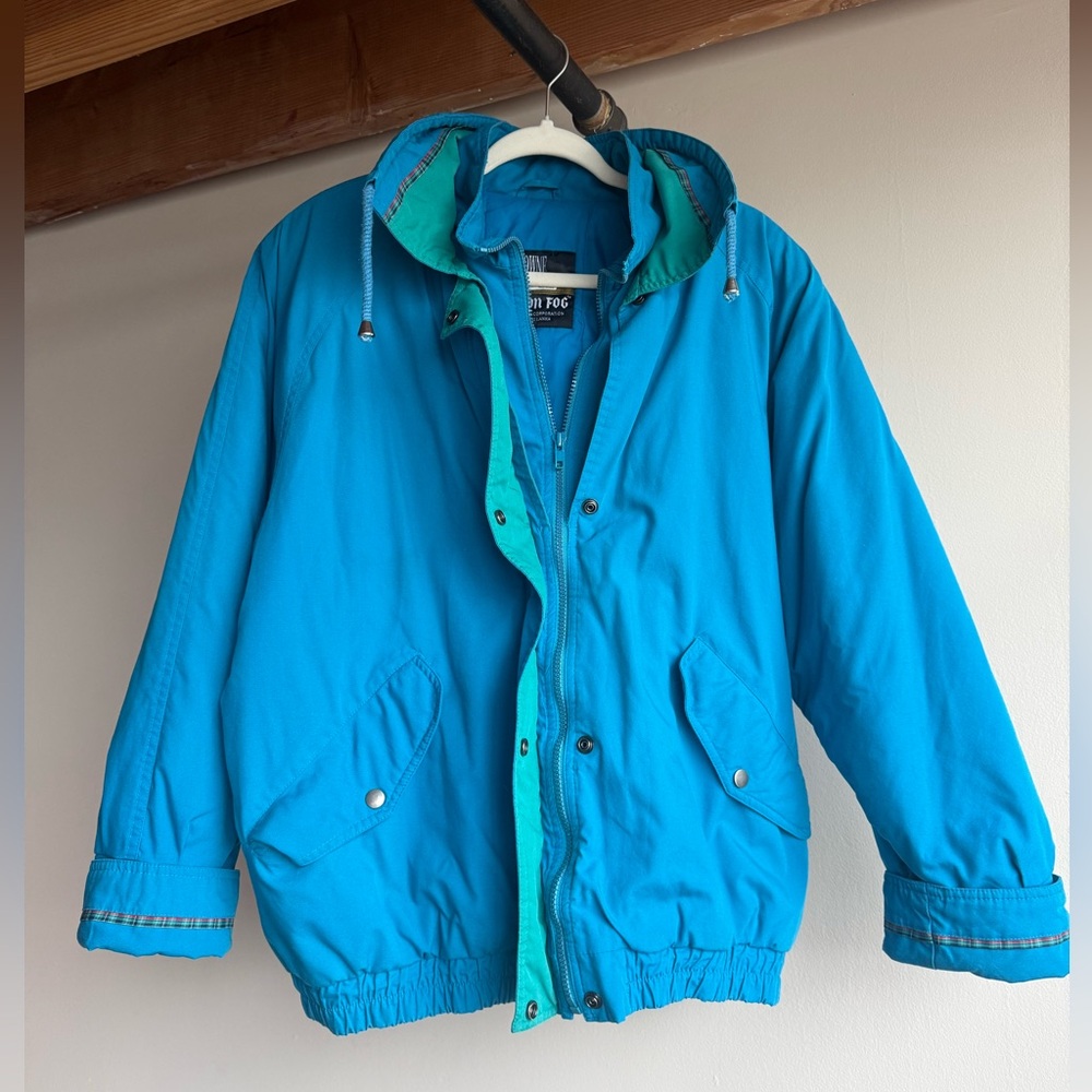 Vintage 90s London Fog Towne Teal Blue Zip Jacket Sz M
